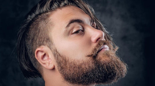 facial image of men with beard close up view