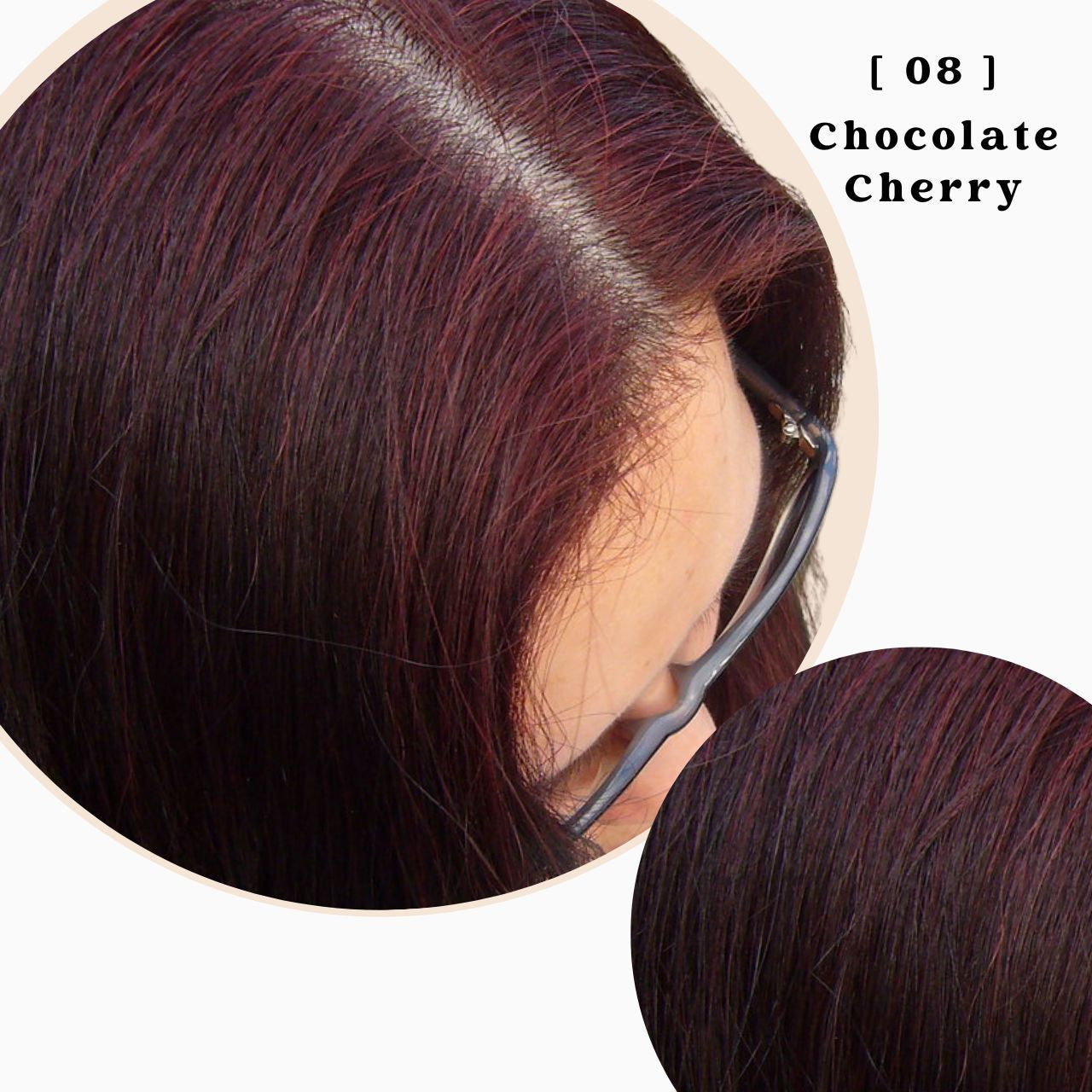 Gray Coverage Permanent Hair Color Dye Shampoo 100% Vegan 500ml/16.90 fl.oz - 08 Chocolate Cherry